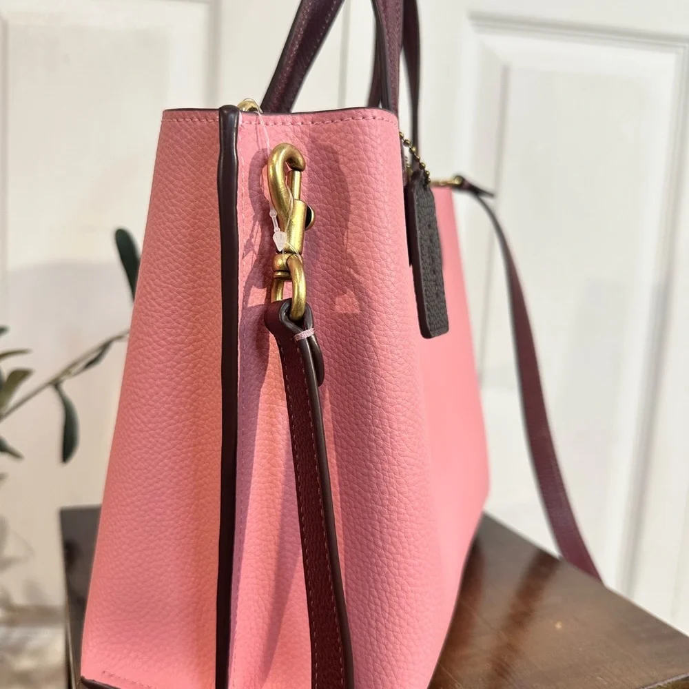 Coach Willow tote 24 colorblock pink purple crossbody convertible - Picture 8 of 16